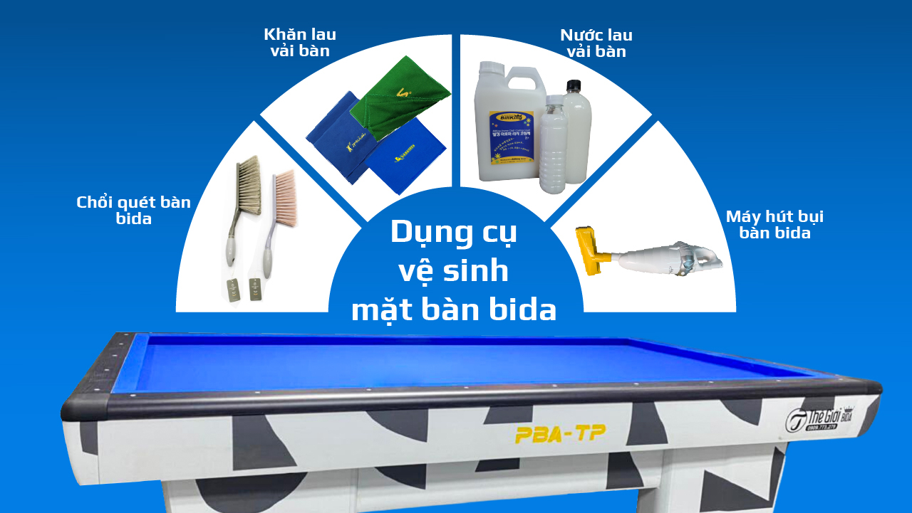 Các dụng cụ vệ sinh mặt bàn bi-a