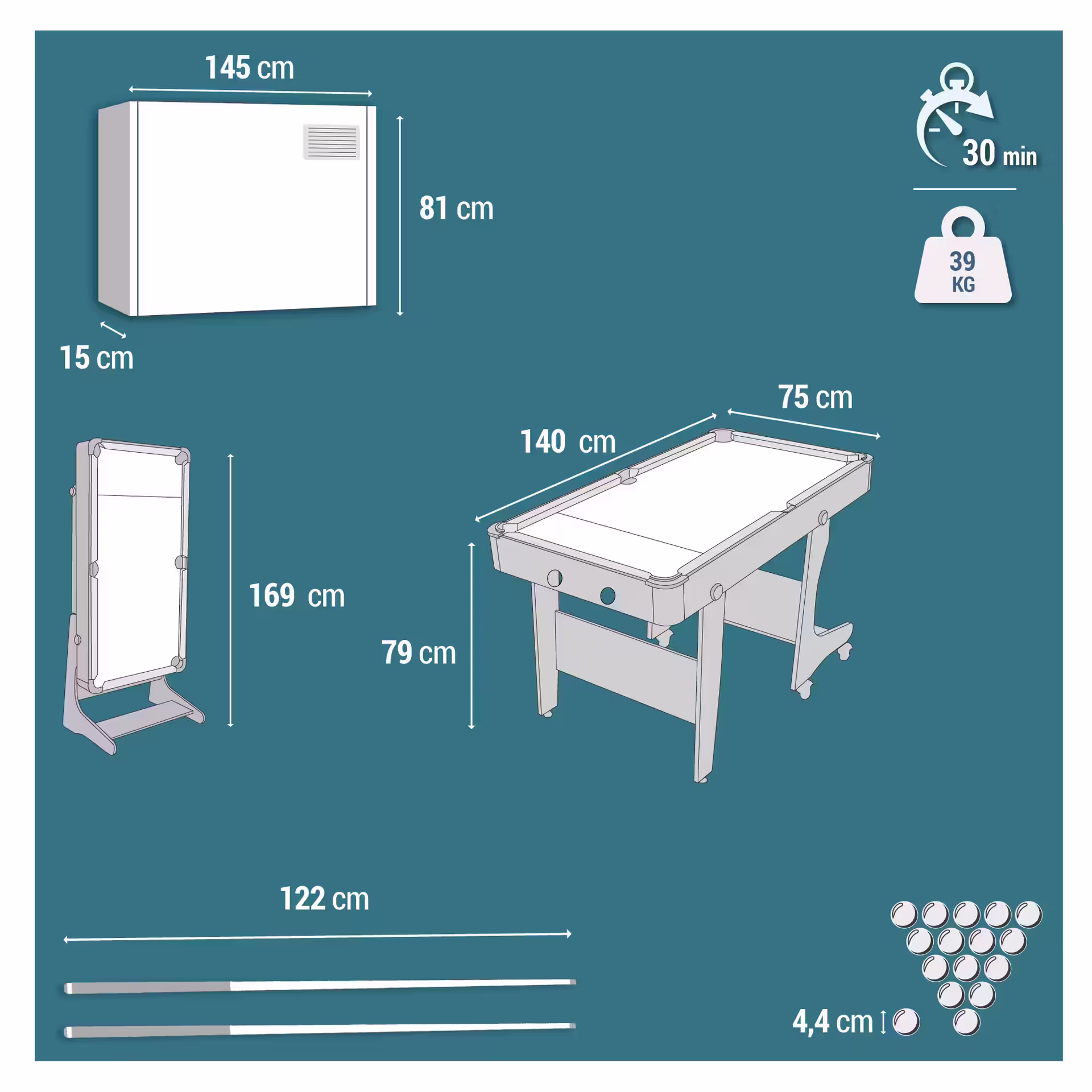 Thông số bàn bida gấp gọn